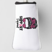 Support Squad Messy Bun Pink Warrior Breast Cancer Golf Headcover (Rotieren 90)