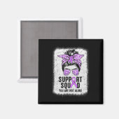 Support Squad Messy Bun Warrior Purple Epilepsy Aw Magnet (Vorderseite/Rückseite)