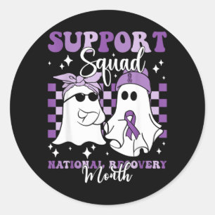 Support Squad Nationaler Monat der Genesung Sucht Runder Aufkleber