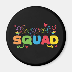 Support Squad - Rainbow Hearts Pride Ally Magnet