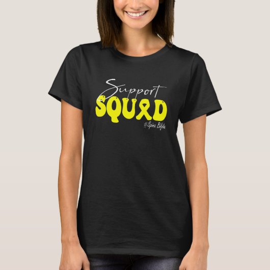 Support Squad Spina Bifida Awareness Yellow Ribbon T-Shirt (Vorderseite)