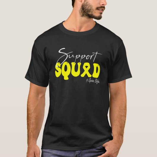 Support Squad Spina Bifida Awareness Yellow Ribbon T-Shirt (Vorderseite)