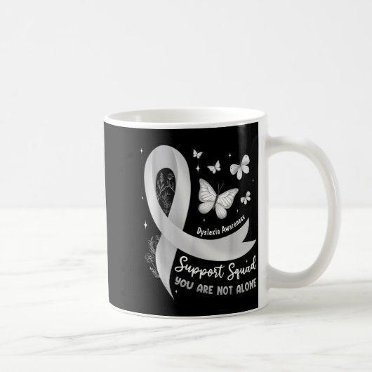 Support-Team Dyslexie-Bewusstsein Silbernes Band Kaffeetasse (Rechts)