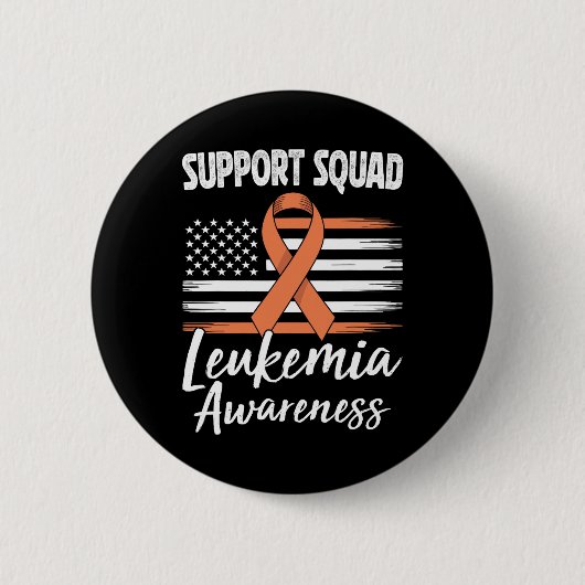 Support-Team Leukämie-Bewusstsein Orange Band Blo Button (Vorderseite)