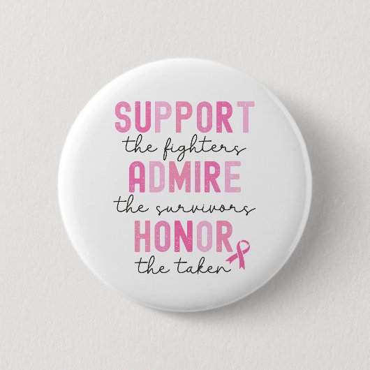 Support The Fighters Breast Cancer Pink Ribbon Button (Vorderseite)
