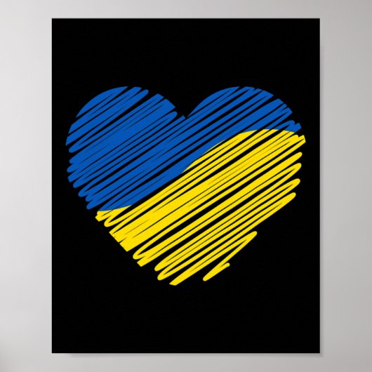 Support Ukraine Heart Ukrainian Flag Poster (Vorne)