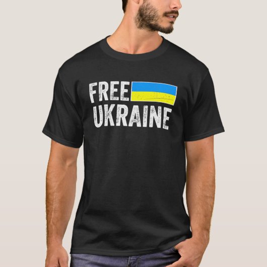 Support Ukraine I Stand With Ukraine Flag Free Ukr T-Shirt (Vorderseite)