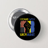 Support Ukraine I Stand With Ukraine Ukrainian Fla Button (Vorne & Hinten)
