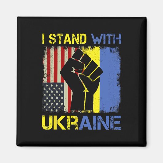 Support Ukraine I Stand With Ukraine Ukrainian Fla Magnet (Vorne)