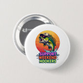 Support Weekend S - Funny Fishing Cartoon Design S Button (Vorne & Hinten)