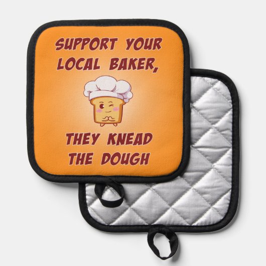 Support your baker they knead the dough topflappen (Vorderseite/Rückseite)