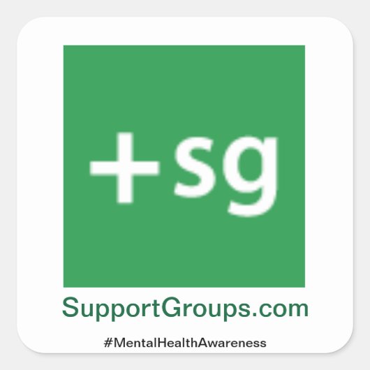 SupportGroups.com #MentalHealthBewusstsein Quadratischer Aufkleber (Vorderseite)