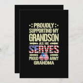 Supporting My Grandson as He Serves Proud Army Einladung (Vorne/Hinten)