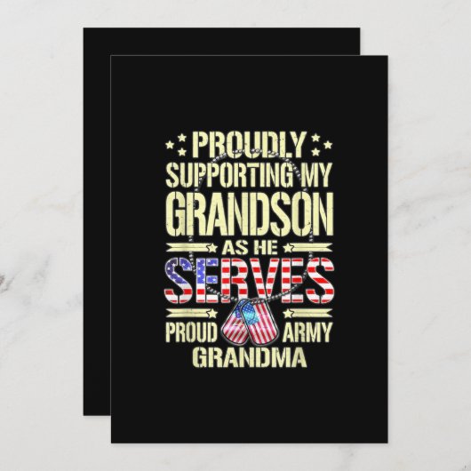 Supporting My Grandson as He Serves Proud Army Einladung (Vorne/Hinten)