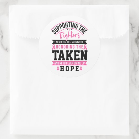 Supporting The Fighters Breast Cancer Awareness Runder Aufkleber (Tasche)