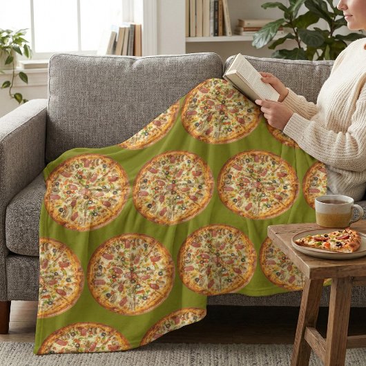 Supreme-Pizza-Party: Lustiges grünes Foodie-Partya Fleecedecke