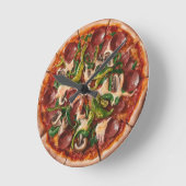 Supreme Pizza Runde Wanduhr (Winkel)
