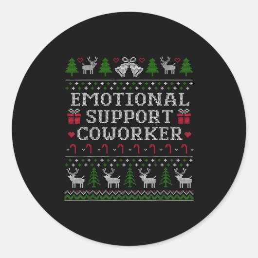 Suprt Coworker Retro Ugly Christmas Saying Quote  Runder Aufkleber (Vorderseite)