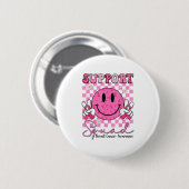 Suprt Squad Nk Ribbon Smile Face Brustkrebs Awa Button (Vorne & Hinten)