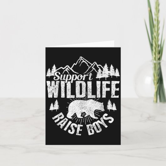 Suprt Wildlife Raise Boys Mom Dad Wild One Funny G Karte (Vorderseite)