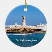Sur Lighthouse mit Fischerboot - Sur, Oman Keramik Ornament (Vorne)