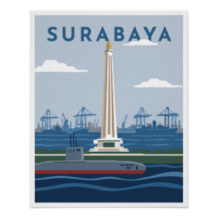 Surabaya Indonesien Reiseplakat Poster