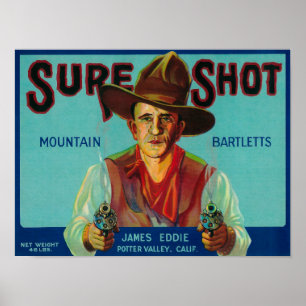 Sure Shot Pear Crate LabelPotter Valley, CA Poster