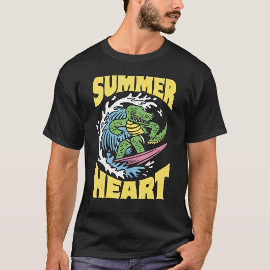 Surf Alligator Sommer Krokodil T-Shirt (Vorderseite)