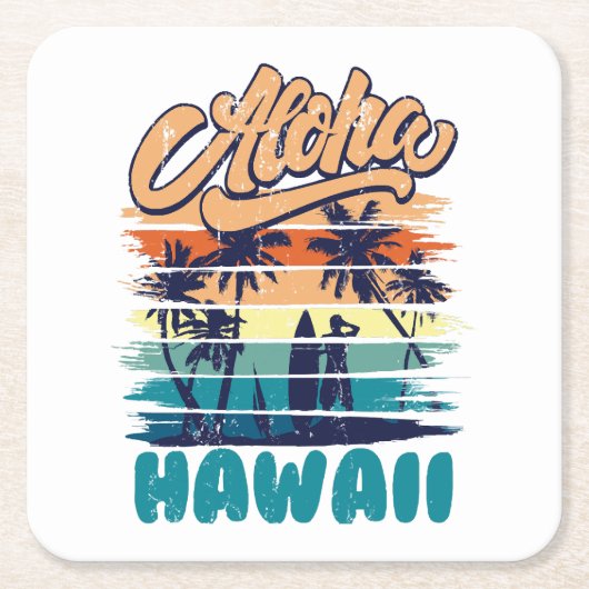 Surf - Aloha Hawaii Rechteckiger Pappuntersetzer (Vorderseite)