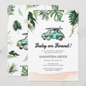 Surf Baby Dusche Einladung (Vorne/Hinten)