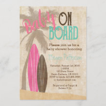 Surf-Baby-Shower-Einladung im Vintage-Stil Mädchen