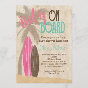 Surf-Baby-Shower-Einladung im Vintage-Stil Mädchen Einladung