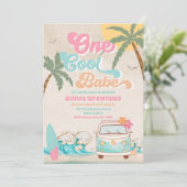 Surf Beach 1. Geburtstagseinladung Einladung (Stehend Vorderseite)