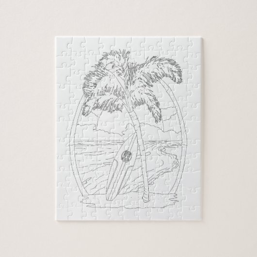 Surf Beach Adult Coloring Puzzle (Vertikal)