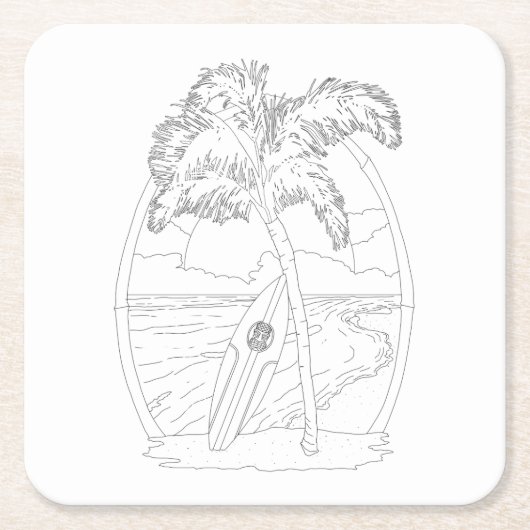 Surf Beach Adult Farbpapier Untersetzer (Vorderseite)
