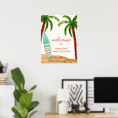Surf Beach Baby an Bord Baby Dusche Willkommen Poster (Heimbüro)