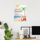 Surf Beach Baby an Bord Baby Dusche Willkommen Poster (Heimbüro)