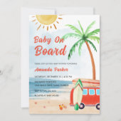 Surf Beach Baby an Bord Babydusche Einladung (Vorderseite)