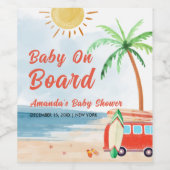 Surf Beach Baby an Bord Babydusche Weinetikett (Einzelnes Label)