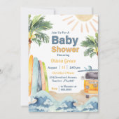 Surf Beach Baby Dusche Einladung (Vorderseite)