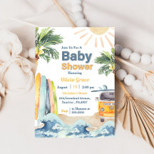 Surf Beach Baby Dusche Einladung