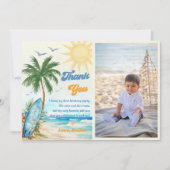 Surf Beach Birthday Party Foto Danke Karte (Vorderseite)