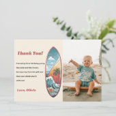 Surf Beach Birthday Party Foto Danke Karte (Stehend Vorderseite)