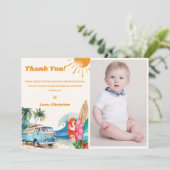 Surf Beach Birthday Party Foto Danke Karte (Stehend Vorderseite)