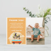 Surf Beach Birthday Party Foto Danke Karte (Stehend Vorderseite)