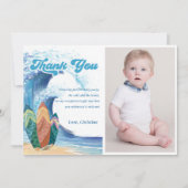 Surf Beach Birthday Party Foto Danke Karte (Vorderseite)