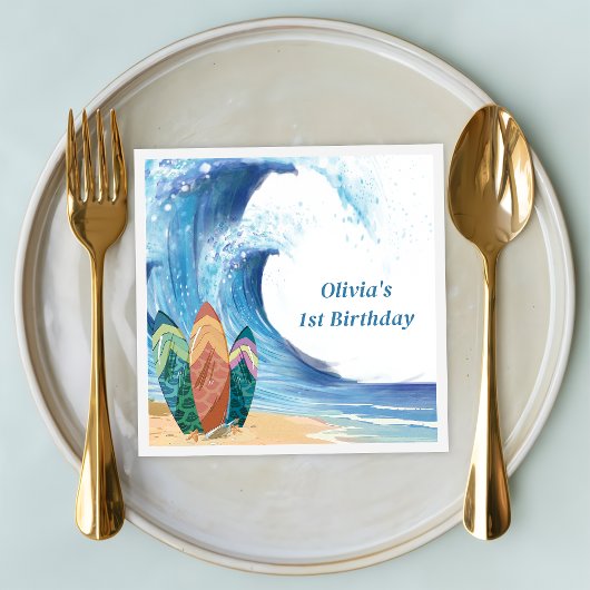 Surf Beach Birthday Party Napkins Serviette