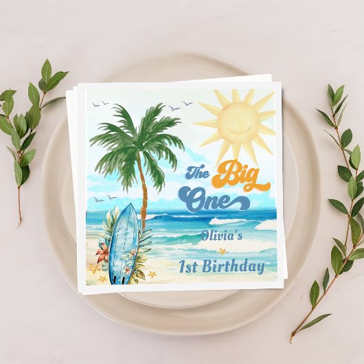 Surf Beach Birthday Party Napkins Serviette