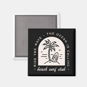 Surf Beach Club Surfliebhaber Crew Vintag schwarz Magnet