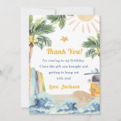 Surf Beach Geburtstagsparty Danke Karte (Vorderseite)